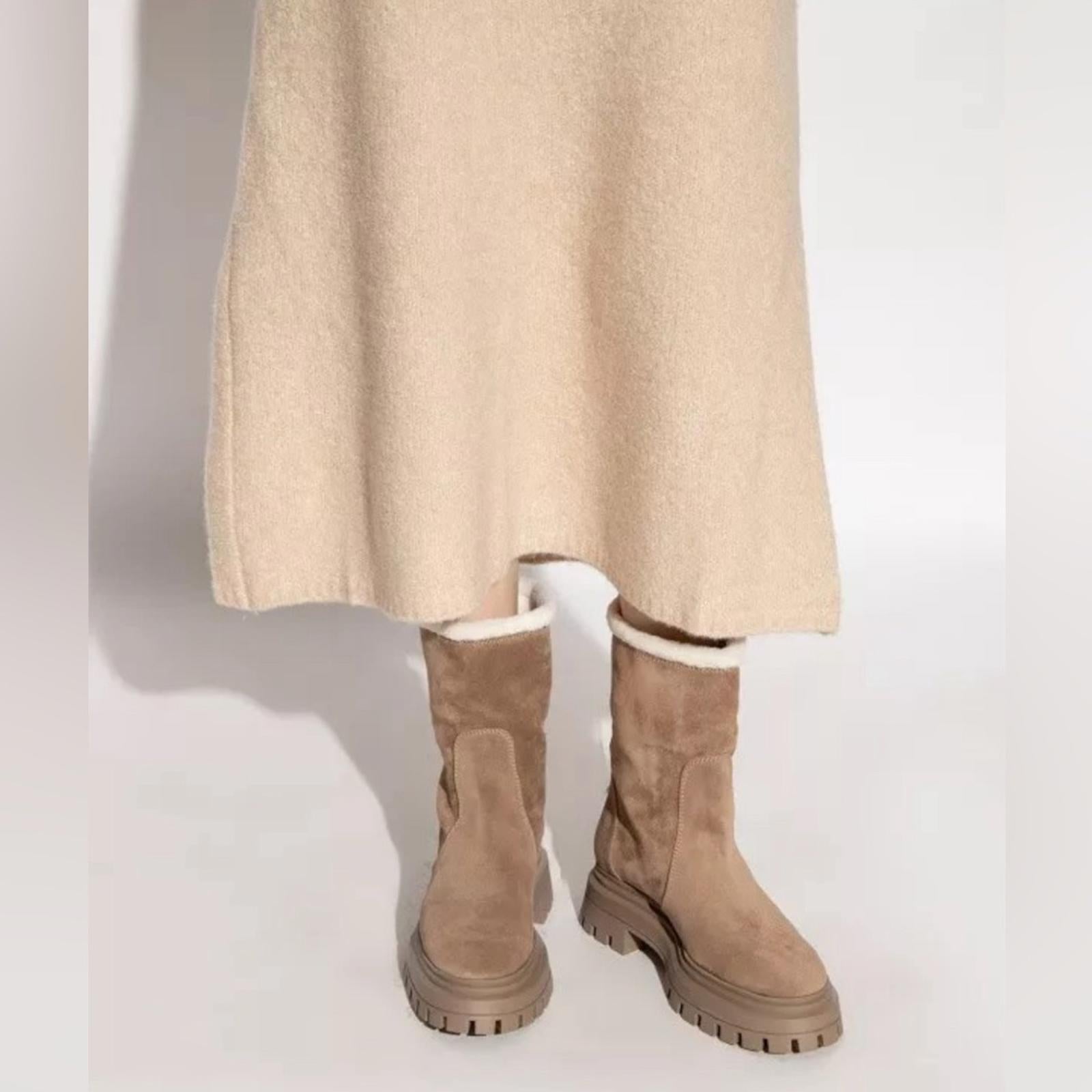 Stuart Weitzman Bedford Suede Shearling Winter Booties, Size 41/10.5 New in Box