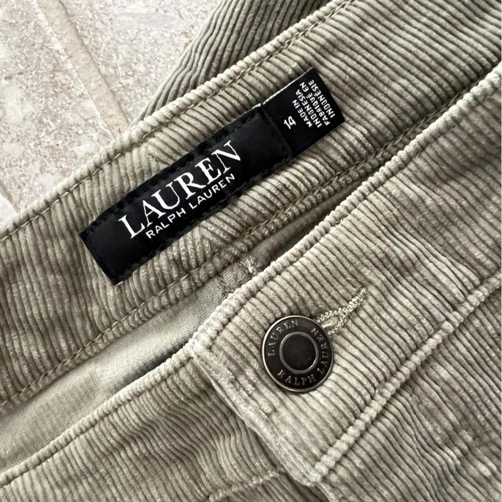 Lauren Ralph Lauren Stretch Corduroy Straight Pants, Green, Size 14 NWT $145