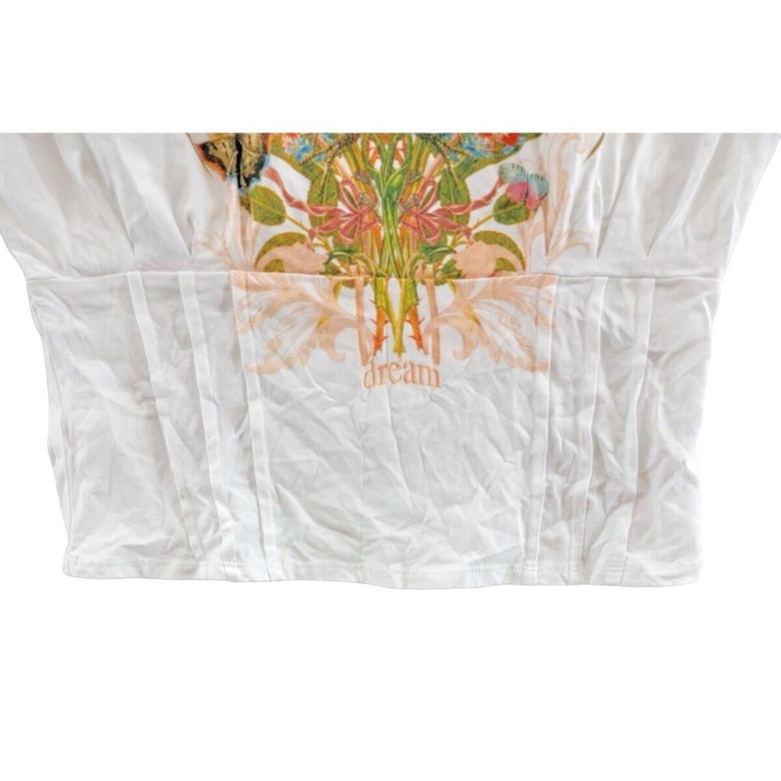 NEW Guess Eco JE T'aime Corset Tee, Pure White, Short Cap Sleeves Size XL, NWT