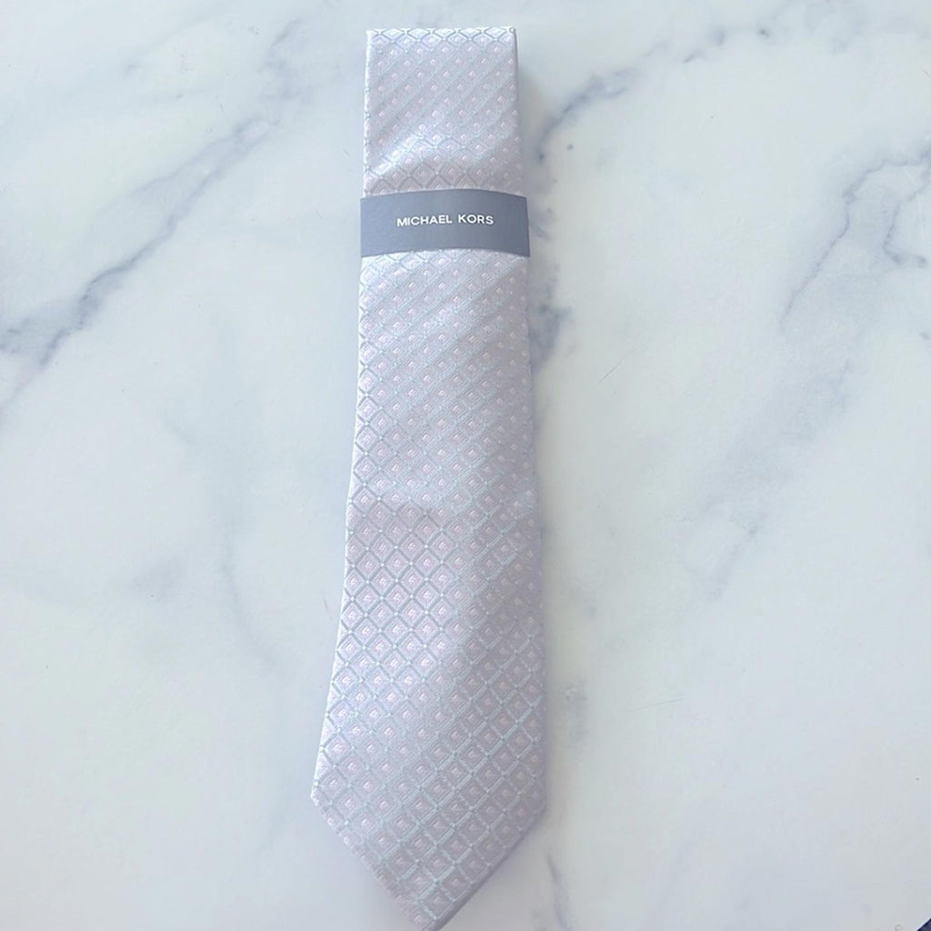Michael Kors Hempstead Grid Tie in Silver/Pink, One Size, NWT