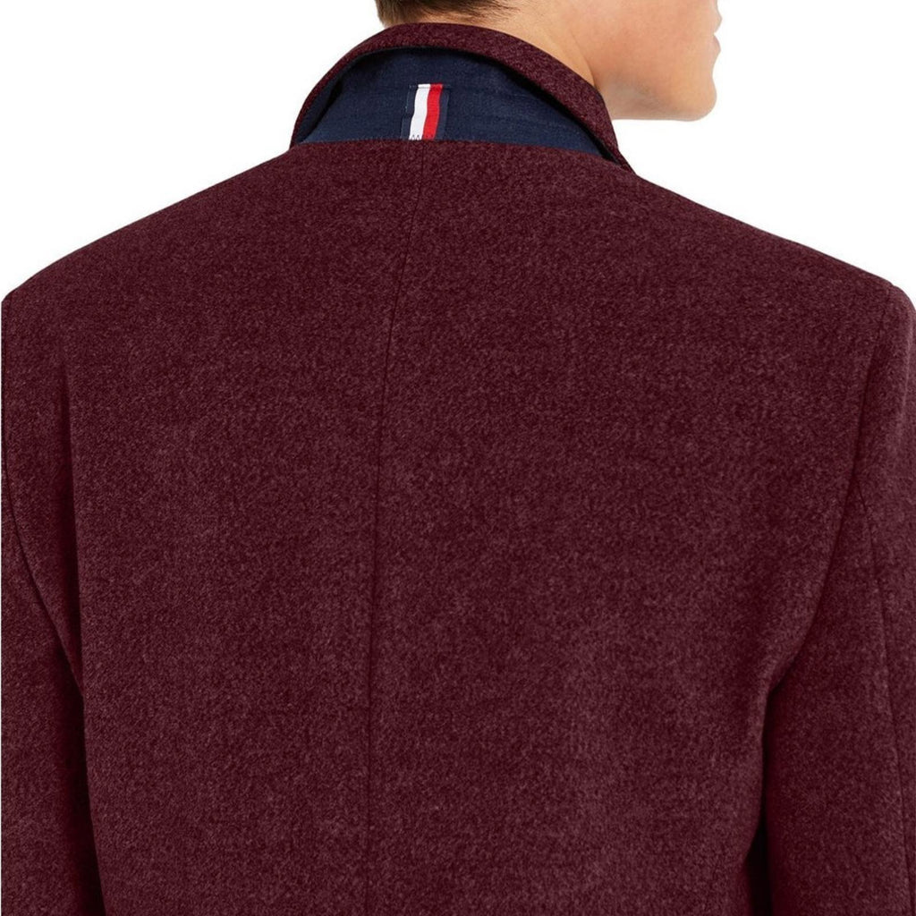 Tommy Hilfiger Addison Wool-Blend Trim Fit Overcoat in Red, Size 44 Short NEW
