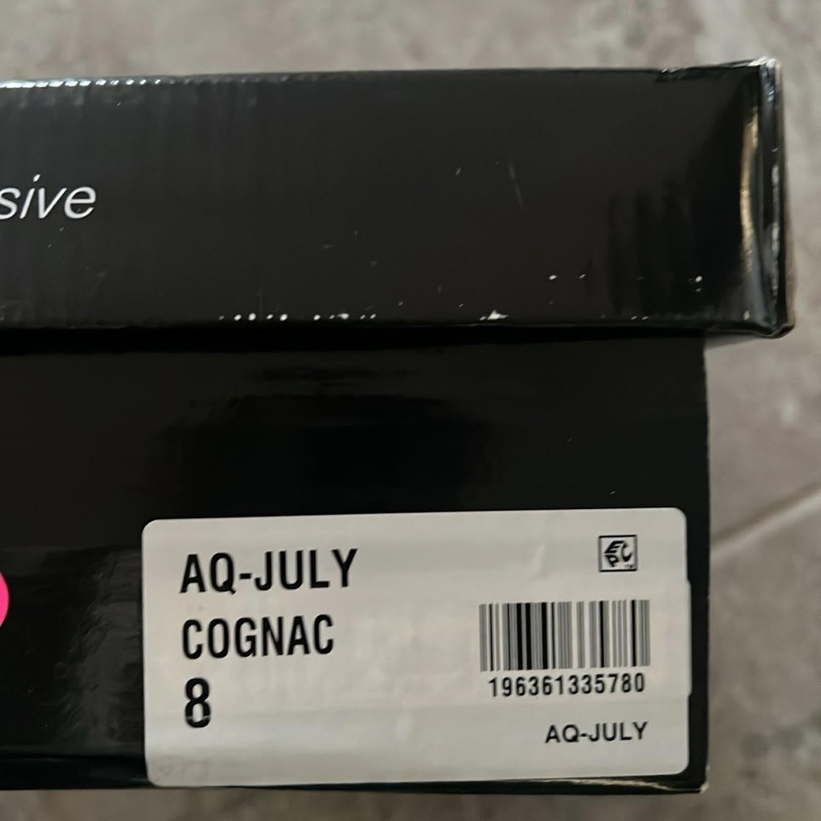 Bloomingdale’s Aqua July Platform Slide Sandals in Cognac, Size 8 New in Box