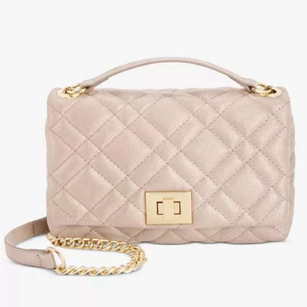 I.N.C. Small Ajae Pearlized Quilted Crossbody Champagne Pearlized, NWT