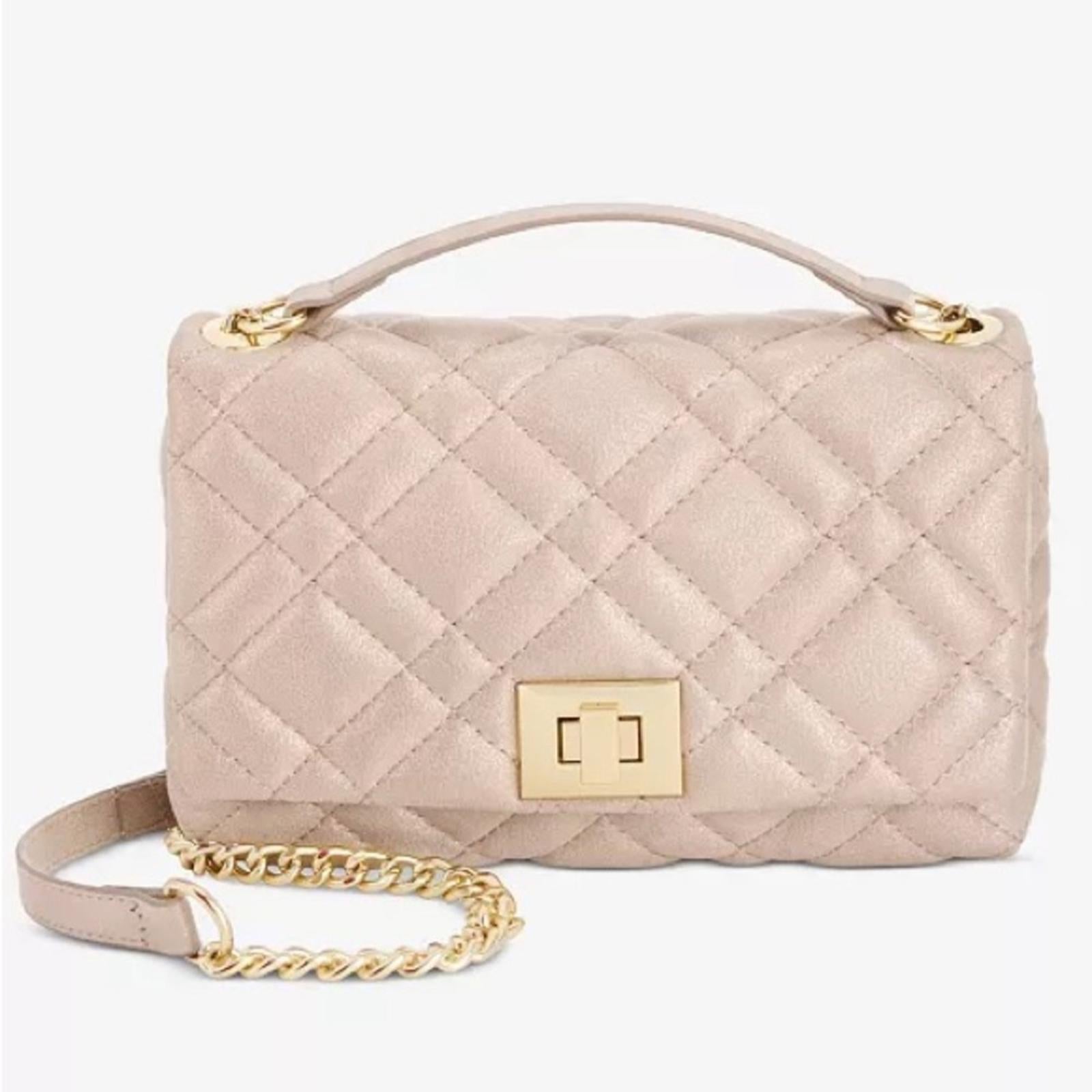 I.N.C. Small Ajae Pearlized Quilted Crossbody Champagne Pearlized, NWT