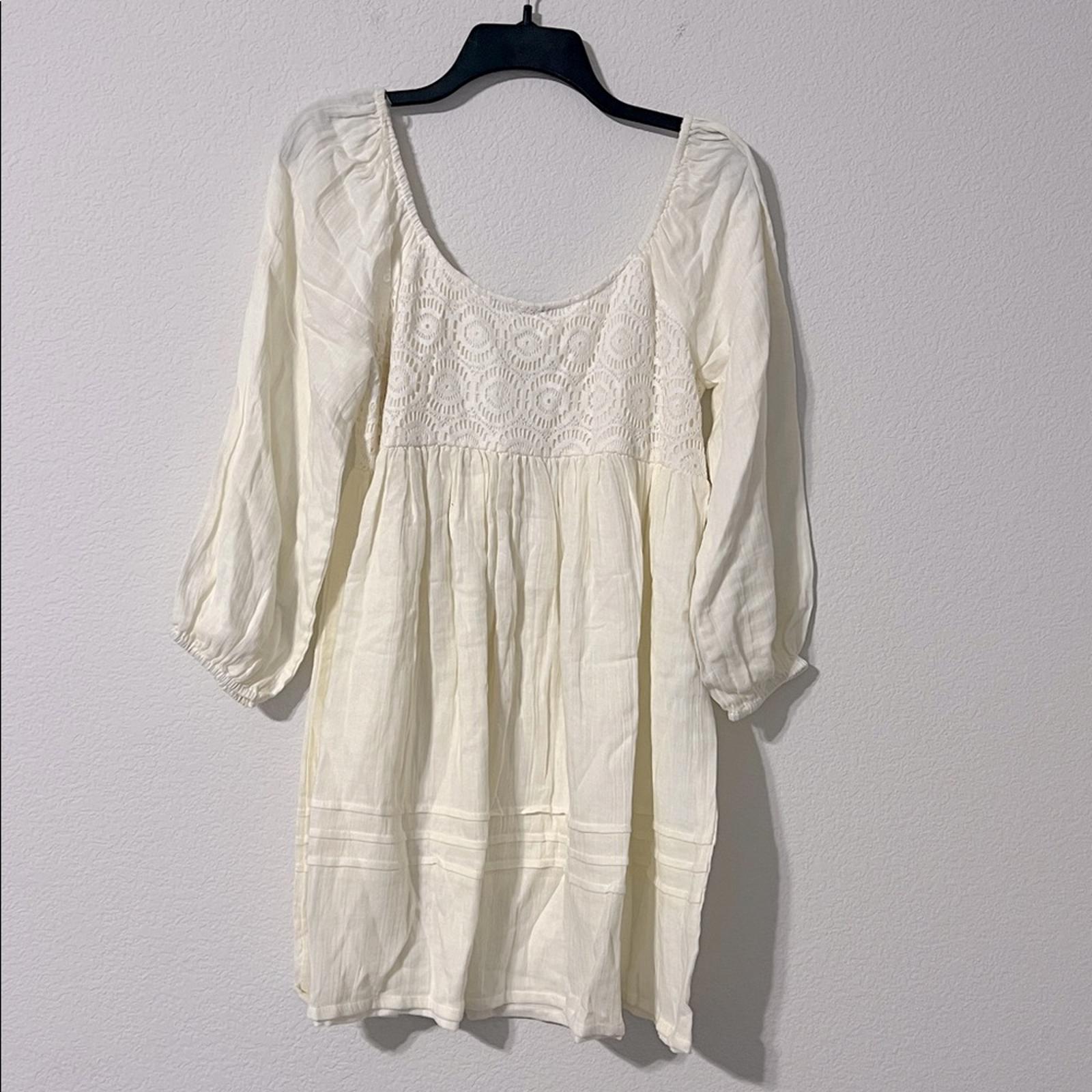 Sanctuary Summer Swing Dress in Gauze w/Crochet, White Size S NEW w/Tag