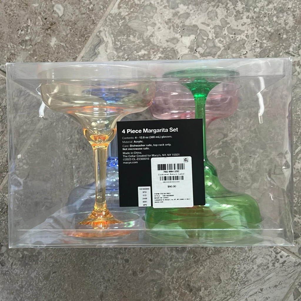 The Cellar Farm Fresh BBQ Set of 4 Acrylic Margarita Glasses, New in Box
