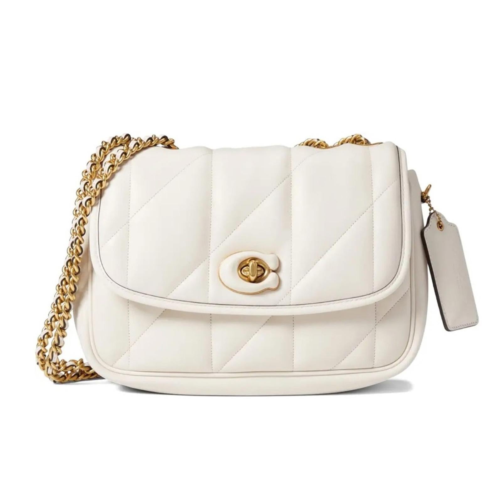 Coach Quilted Pillow Madison Shoulder Bag in Chalk/White