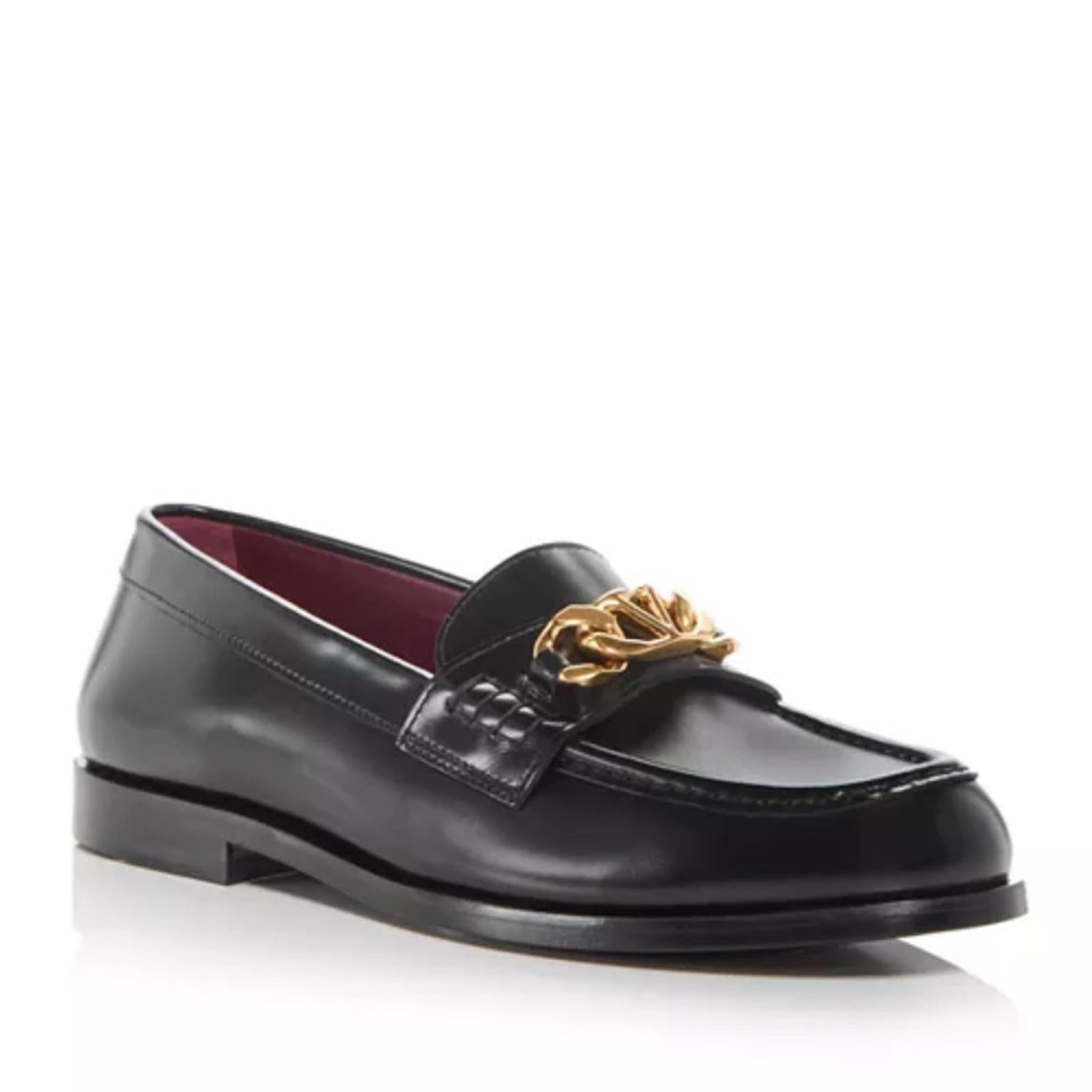 Valentino Garavani VLogo Chain Loafers in Black/Gold Size 42 NEW +DustBag $1,150