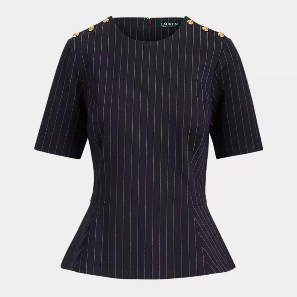 Lauren Ralph Lauren Striped Peplum Top Size XL EXCELLENT!