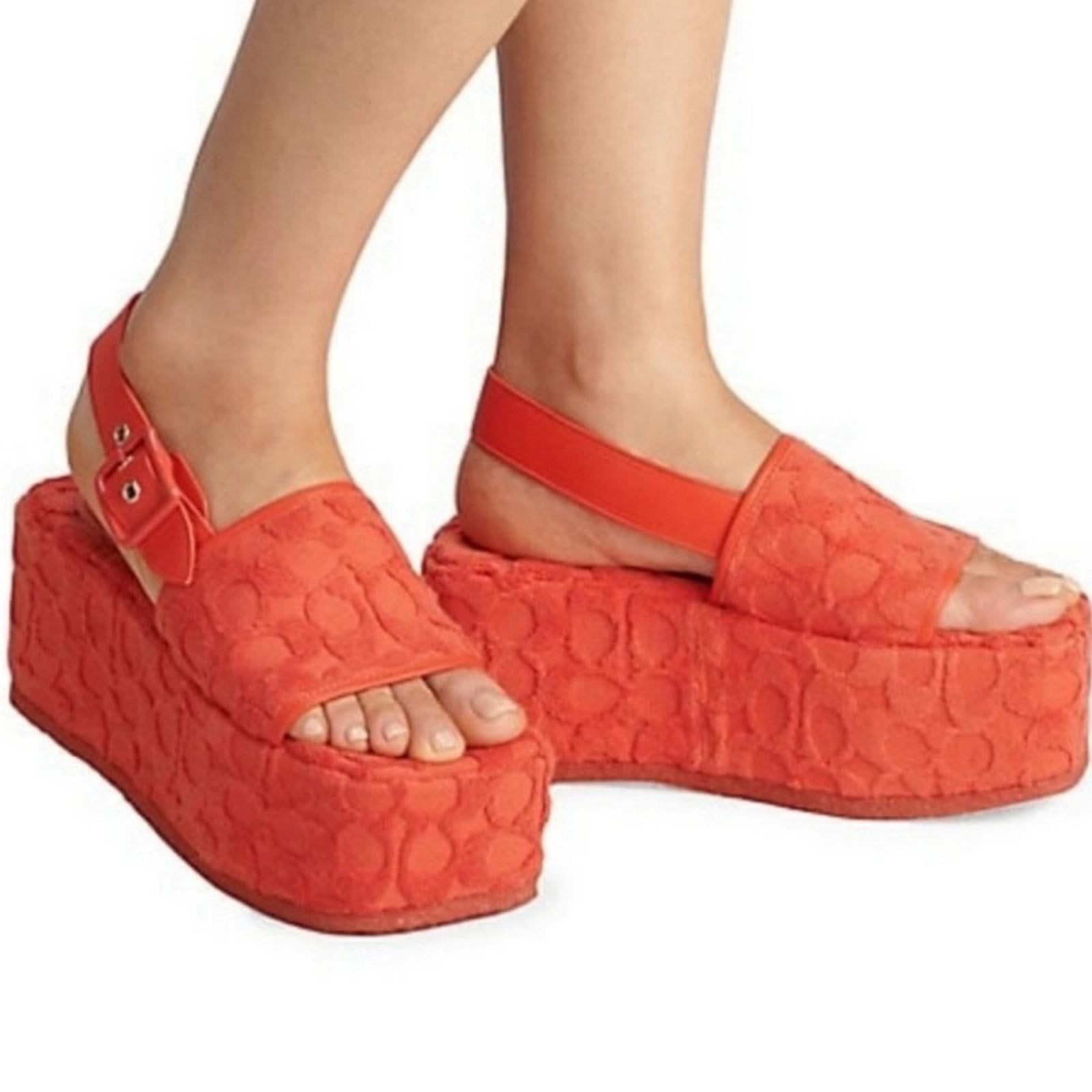 COACH Noelle Terry Cloth Sandal, Red Orange Size 11 Comes in Box - SOLD OUT!