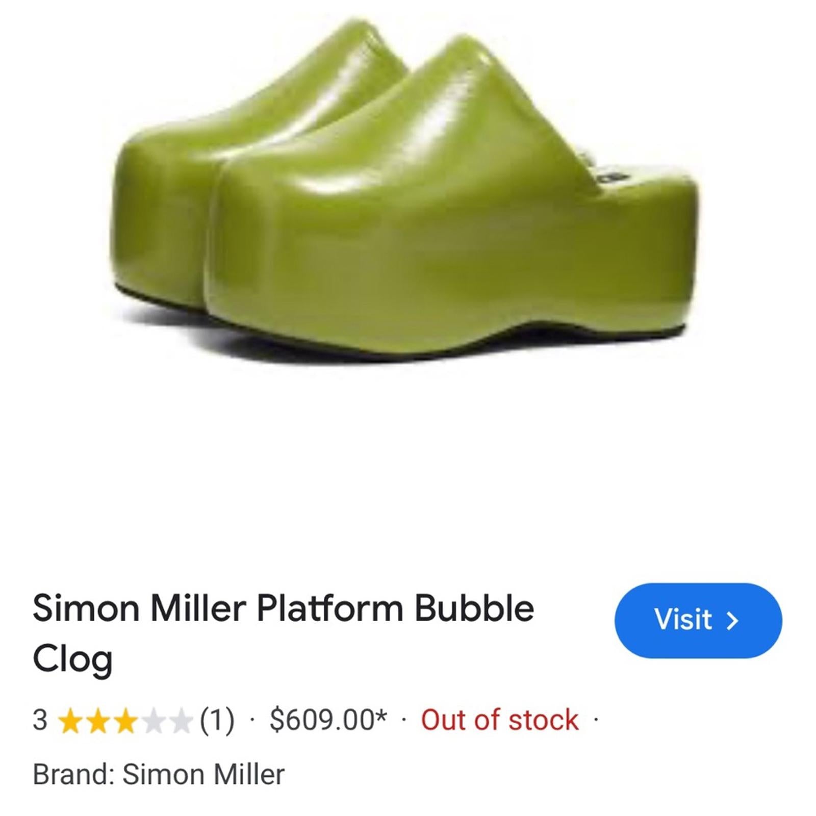 Simon Miller Platform Bubble Clog in Kiwi, REVOLVE Size EU 38 US 8 New w/o Box