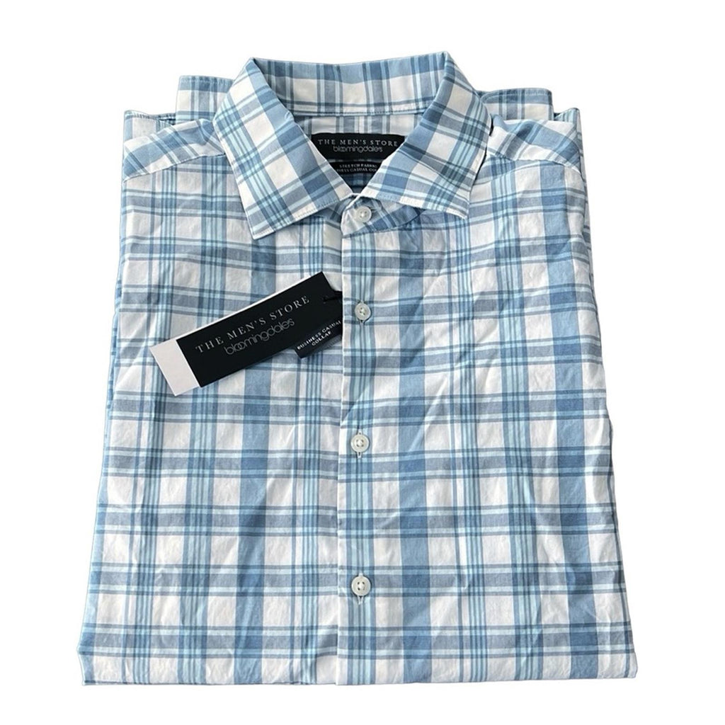 The Men’s Store Bloomingdale’s Plaid Button Up Dress Shirt Multi Blue Size M NWT