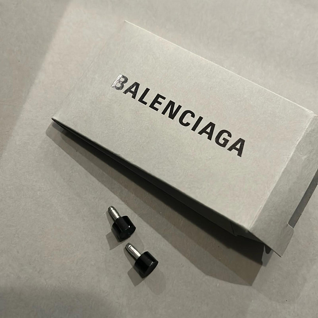 Balenciaga Knife Glitter High Heel Mules in Silver Titanium Size 36 New in Box