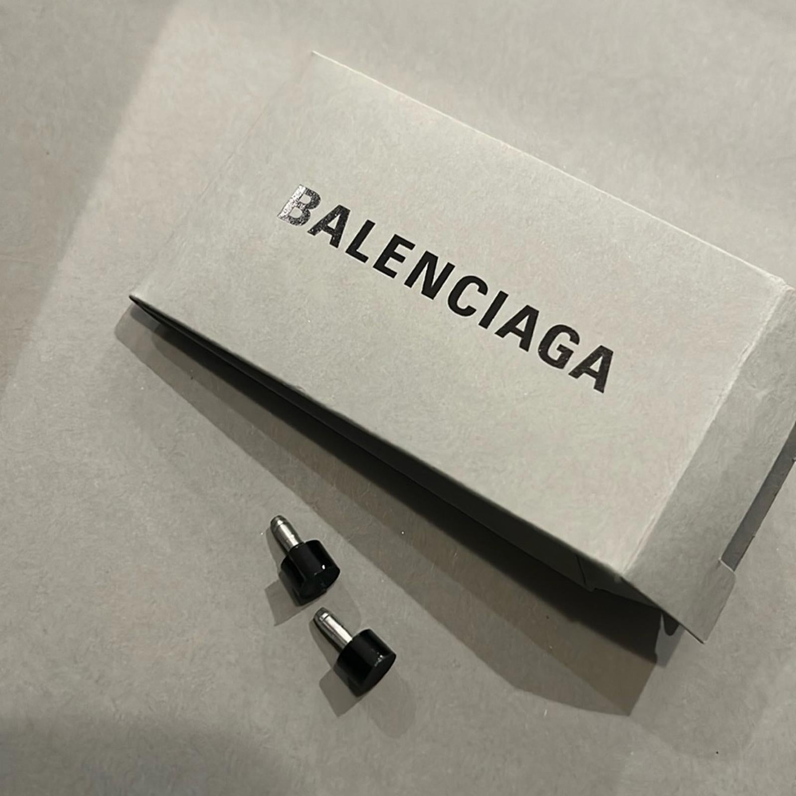 Balenciaga Knife Glitter High Heel Mules in Silver Titanium Size 36 New in Box