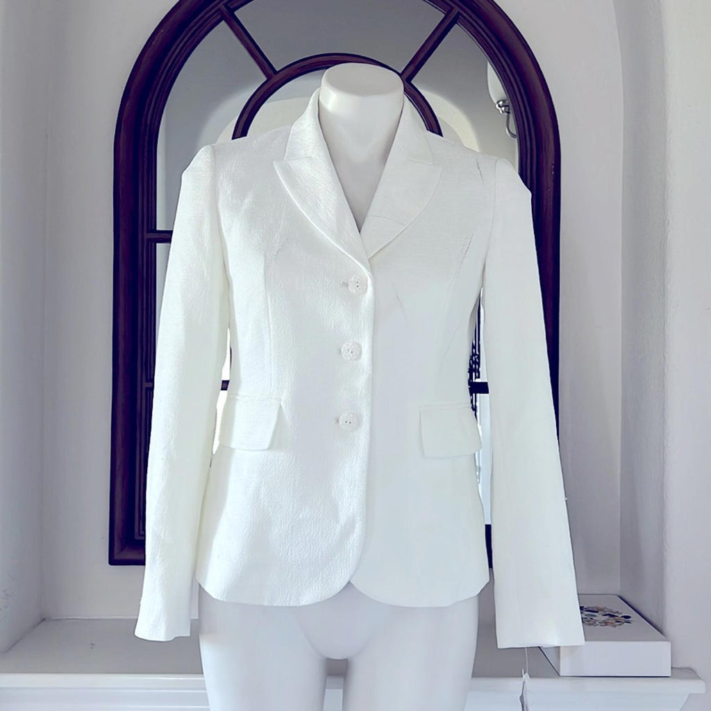 KASPER Three-Button Peak Lapel Jacket in White, Petite Size 2 New w/Tag $129
