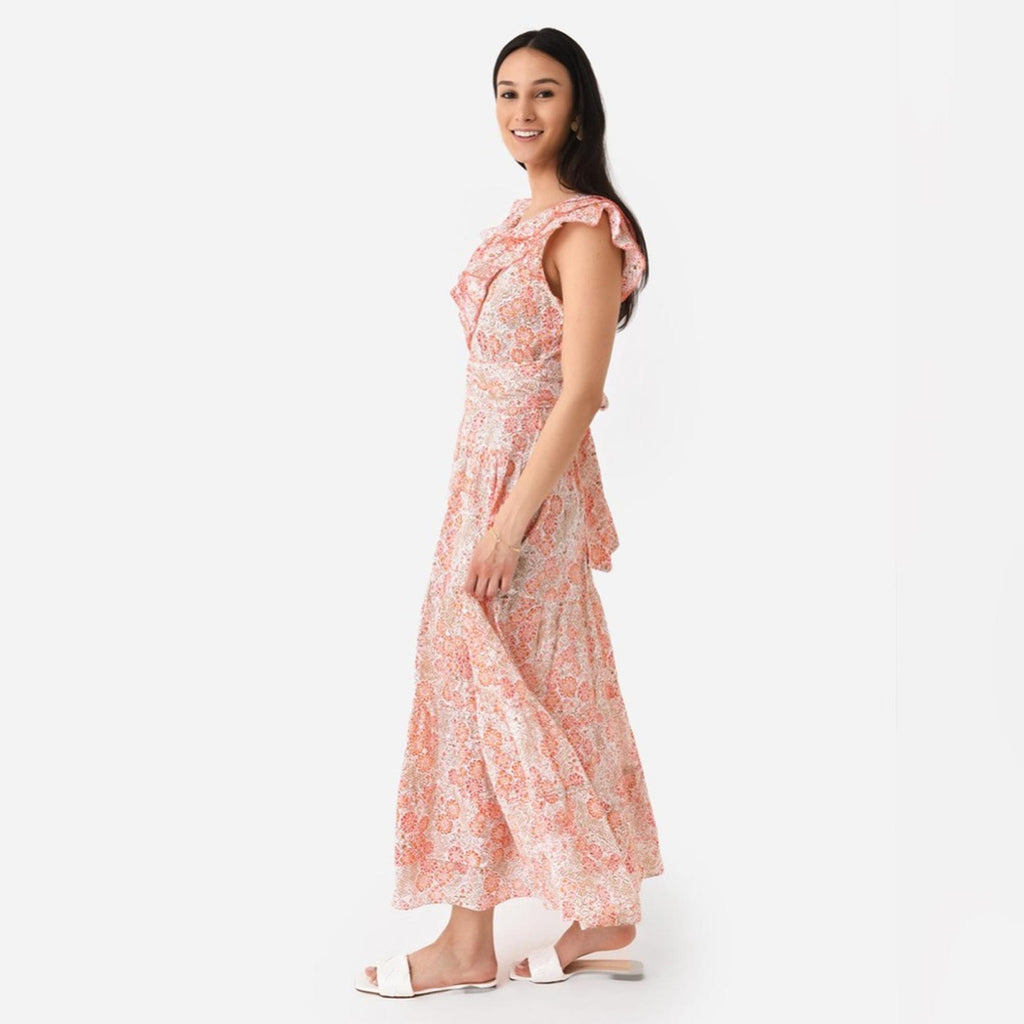 Poupette St Barth Della Long Dress, Pink Ceramique Size L New w/Tag