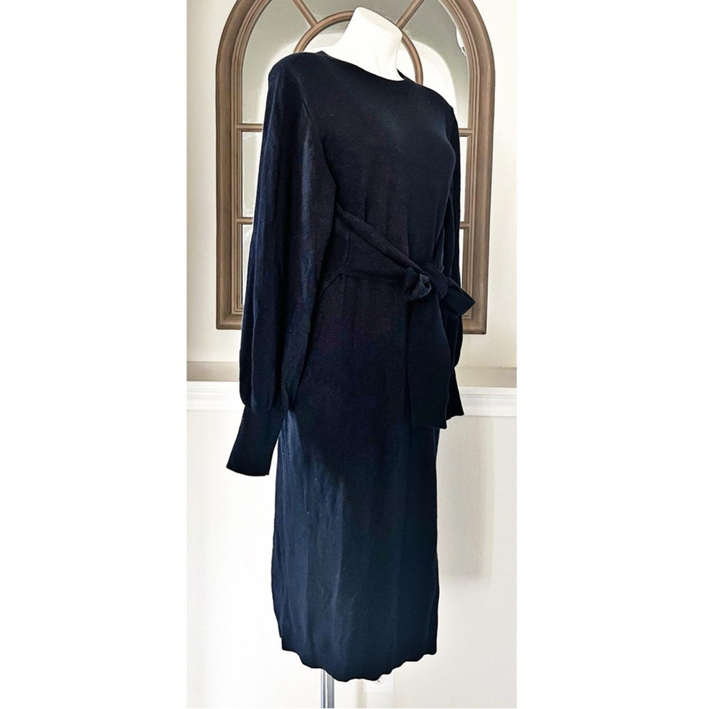 Ted Baker Essya Cashmere-Blend Midi Sweaterdress in Navy, Size Ted 6 EXCELLENT