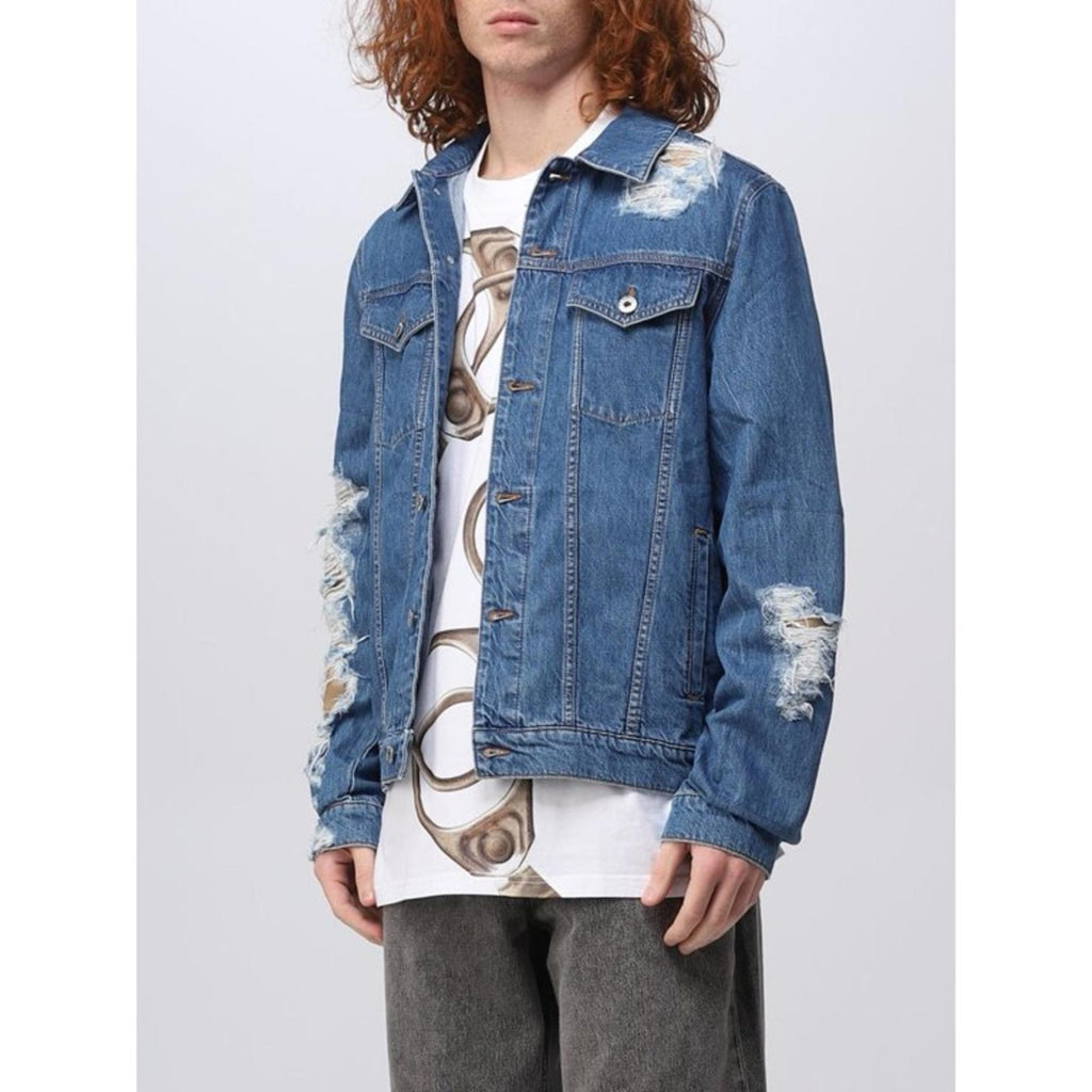 J.W. Anderson Distressed Denim Jacket in Light Blue, Size L New w/Tag 1,050