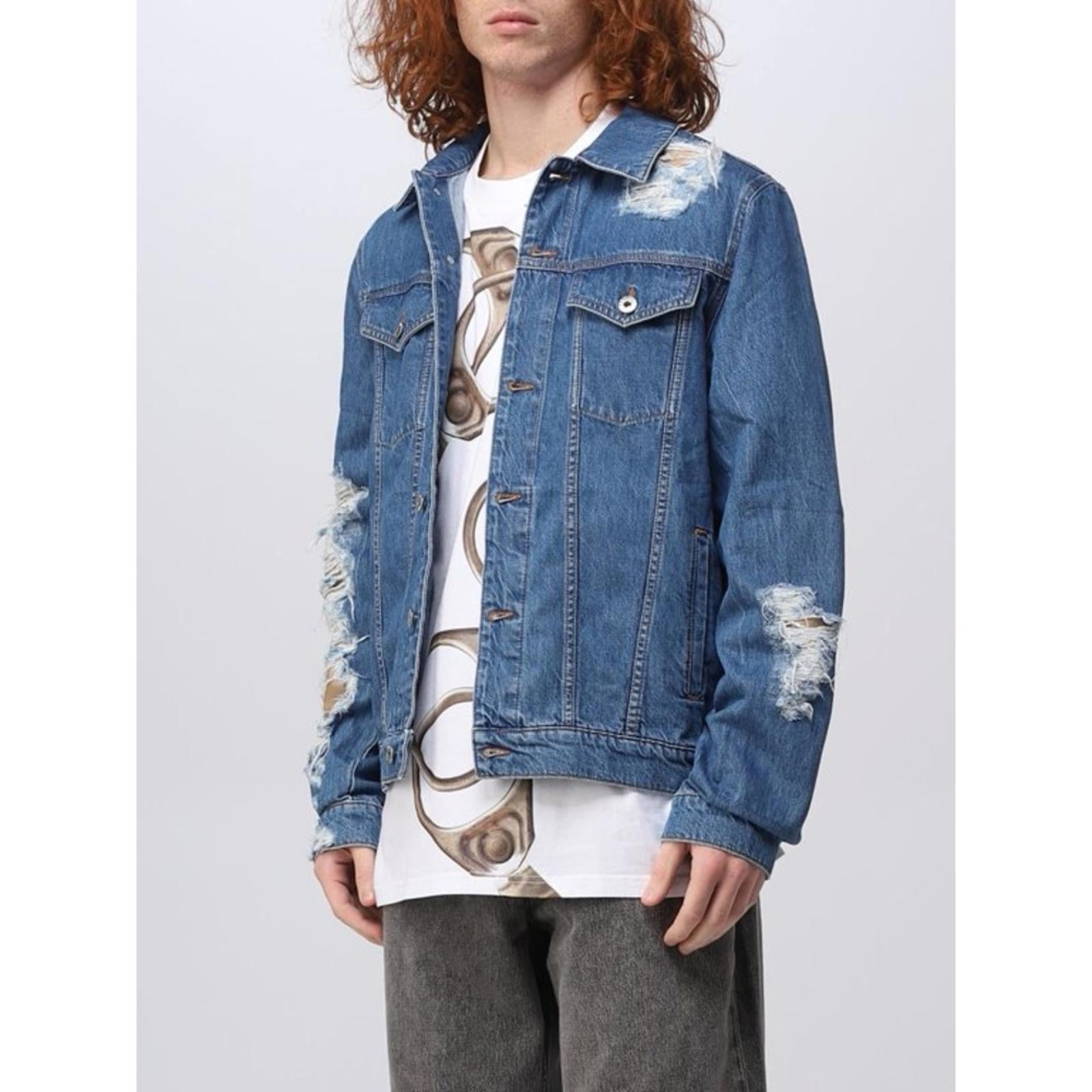 J.W. Anderson Distressed Denim Jacket in Light Blue, Size L New w/Tag 1,050