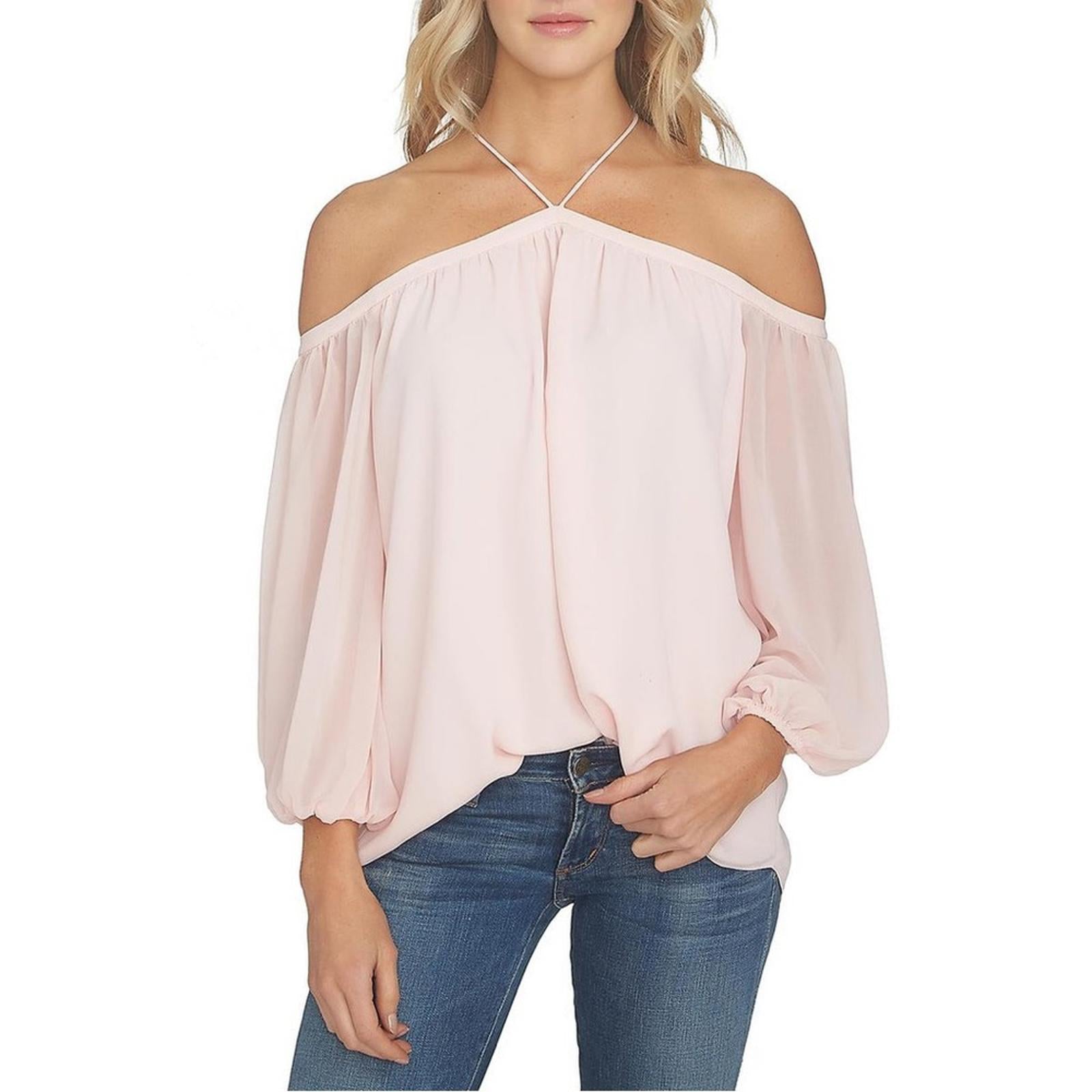 1.State Pink Off-the-Shoulder Halter Neck Blouse Size L New w/o Tag $79.00