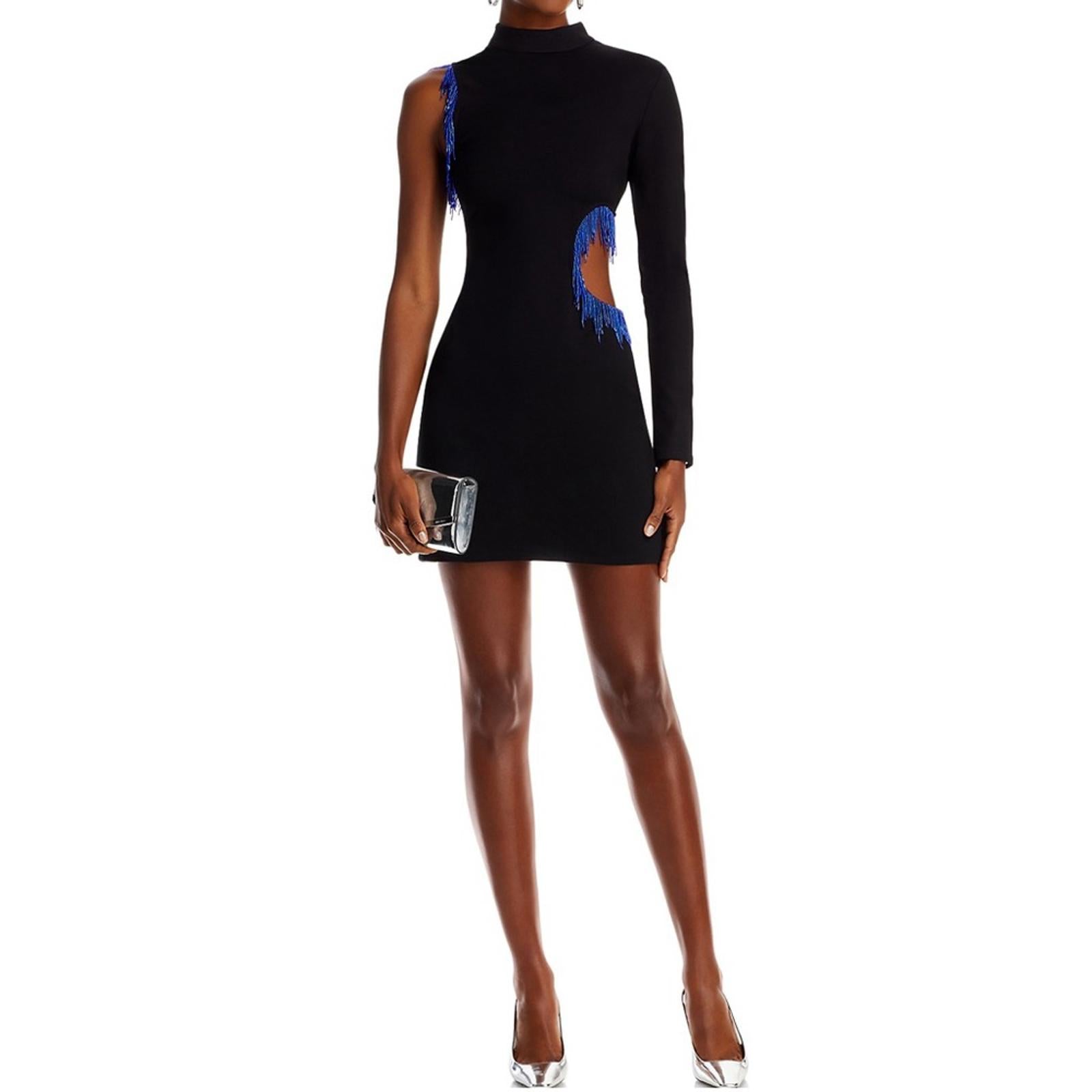 STAUD Kirsten Beaded Mini Dress in Black, Size S New w/Tag