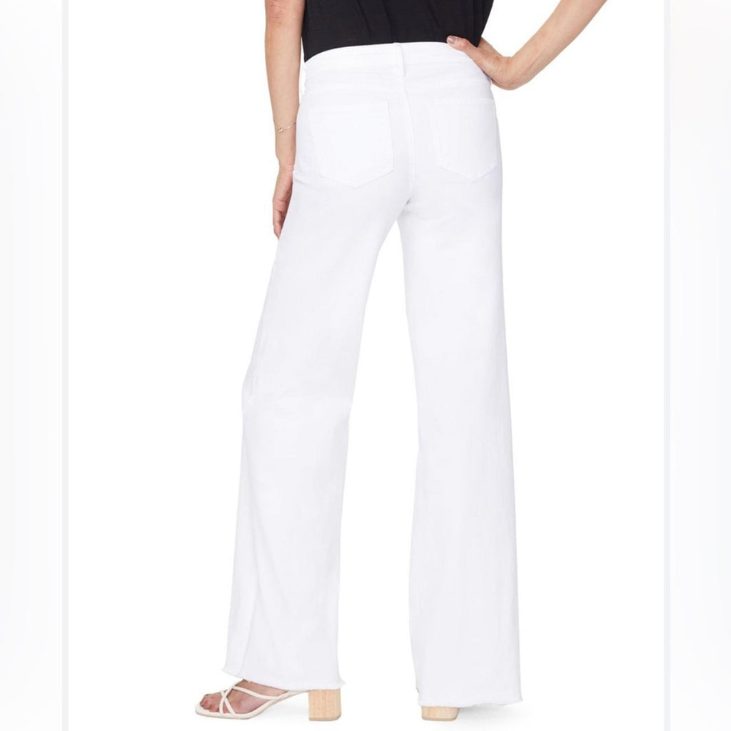 NYDJ Teresa High Waist Fray Hem Wide Leg Jeans, in White Size 16, New w/Tag