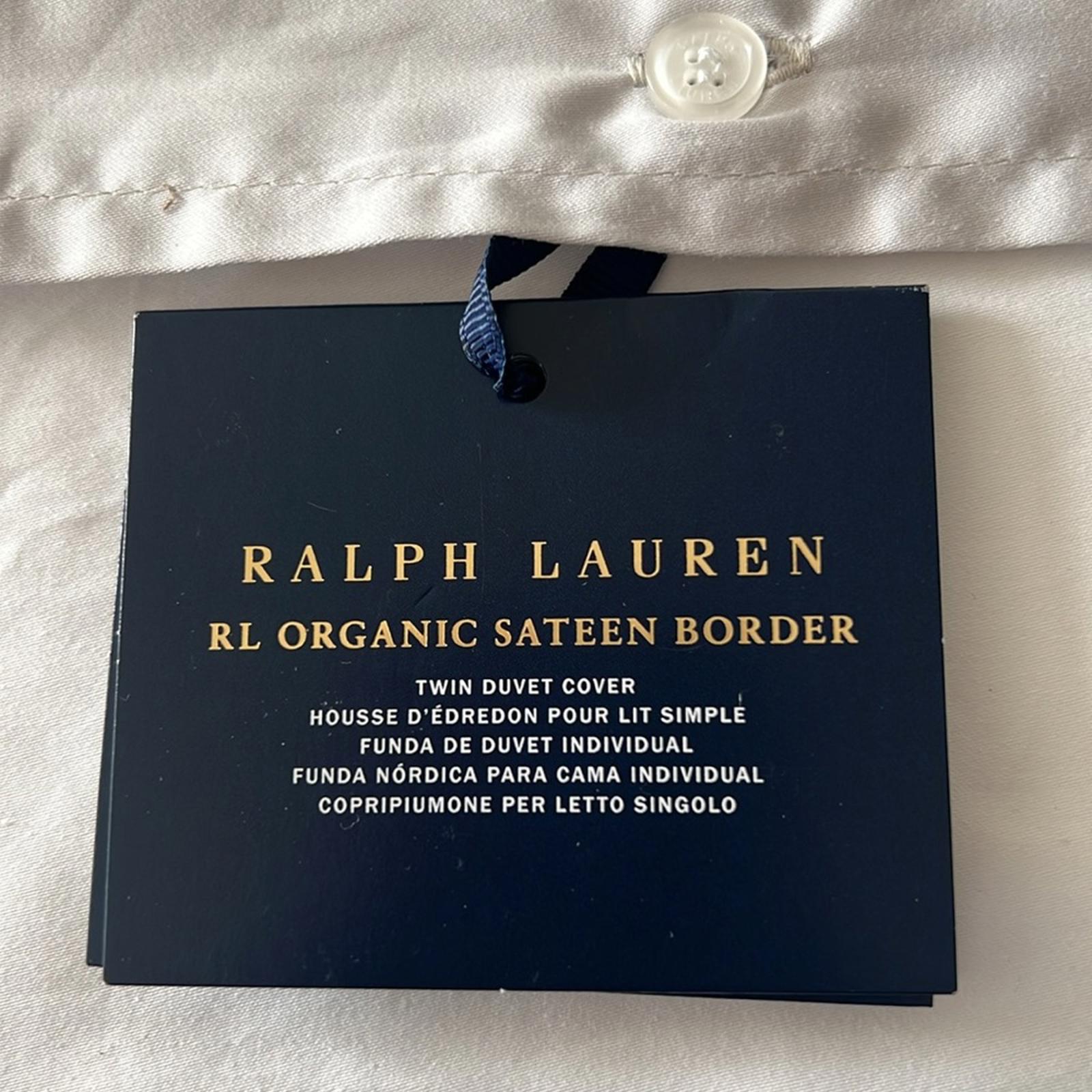 Ralph Lauren RL Organic Sateen Border Duvet Cover, Twin New w/Tag Retail $330