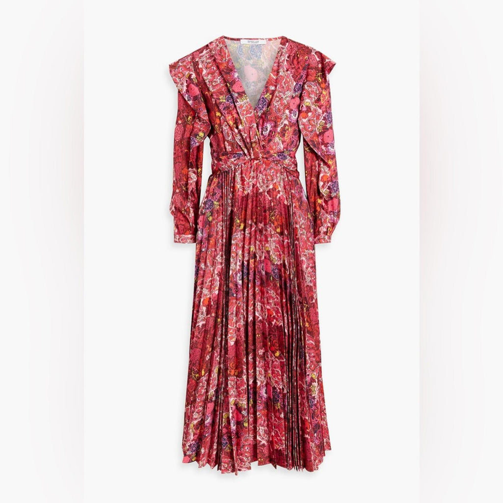 Derek Lam 10 Crosby Chrishelle Pleated Midi Dress, Red Size 0 New wTag SOLD OUT!