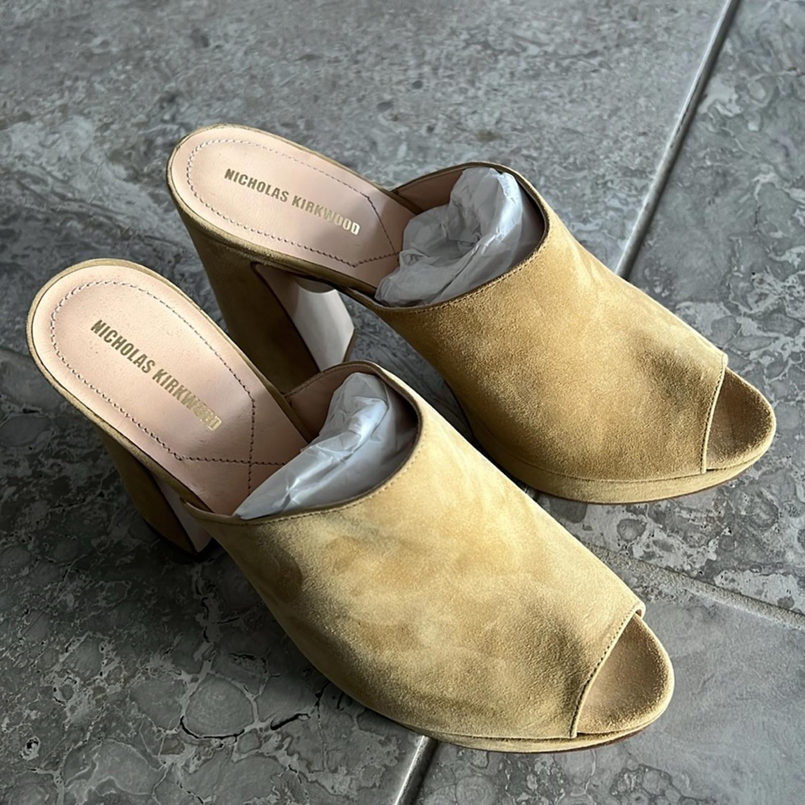 Nicholas Kirkwood Annabel High Heel Sandals, Hazel Suede Size 38.5 New +DustBag