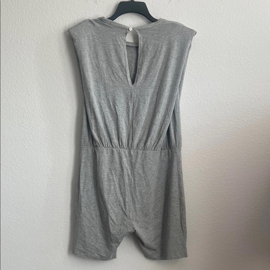 ASOS Shoulder Pad Jersey Short Unitard in Grey Marl, Size 14 EXCELLENT