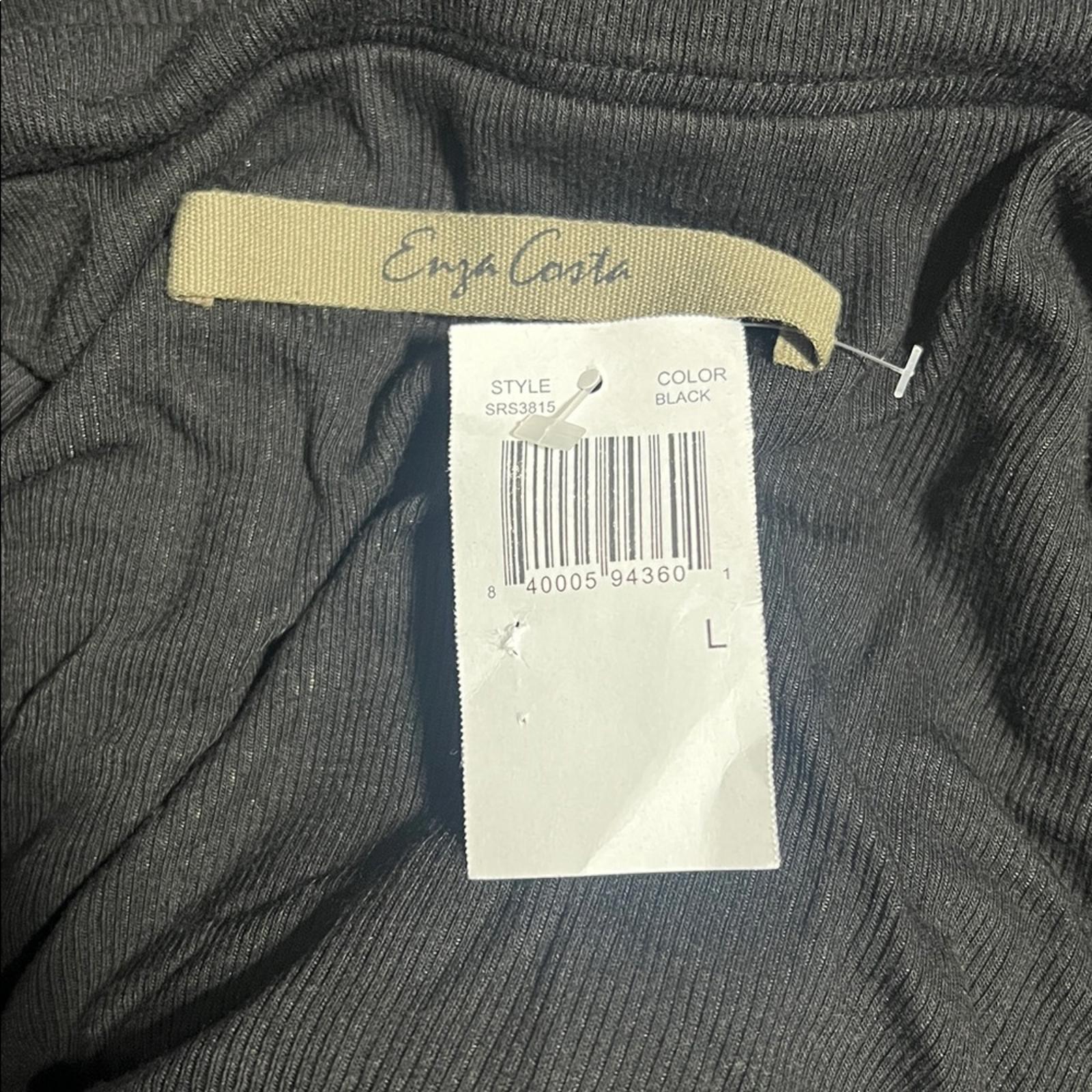 Enza Costa Ribbed Off-the-Shoulder Top in Black, Size L NEW w/Tag $175