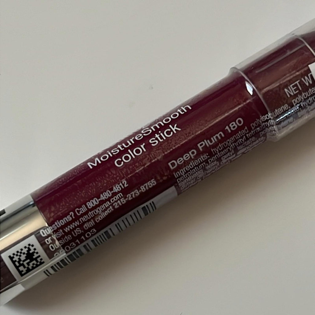 Neutrogena MoistureSmooth Color Stick Lipstick 180 Deep Plum 0.11oz New/Sealed