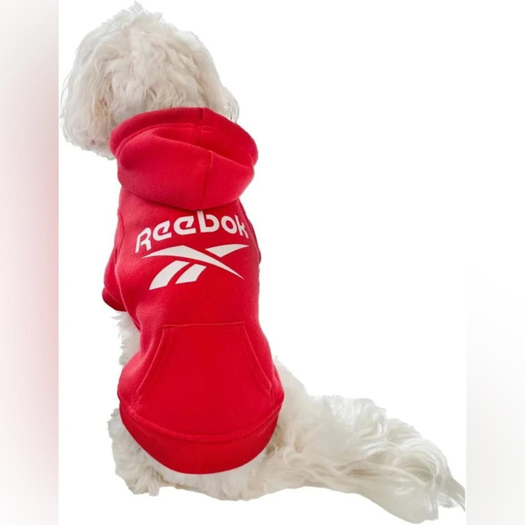 Reebok Dog Hoodie – Fleece Dog Sweater with Leash Hole in Red, Size S NEW w/Tag