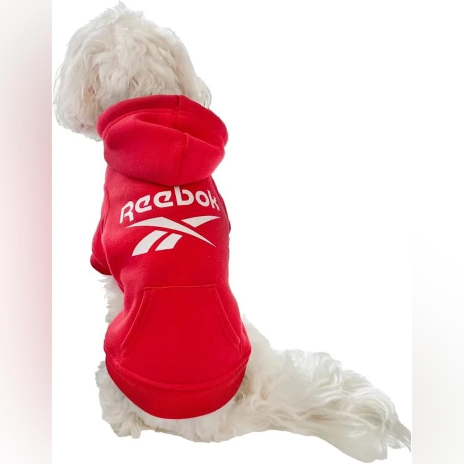 Reebok Dog Hoodie – Fleece Dog Sweater with Leash Hole in Red, Size S NEW w/Tag