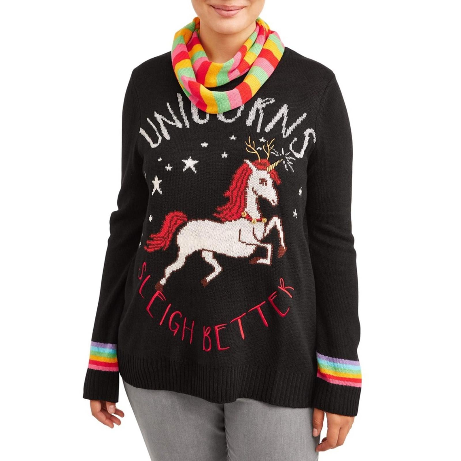 Self Esteem 2-Pc Crewneck Christmas Sweater w/Infinity Scarf, Size M New w/Tag
