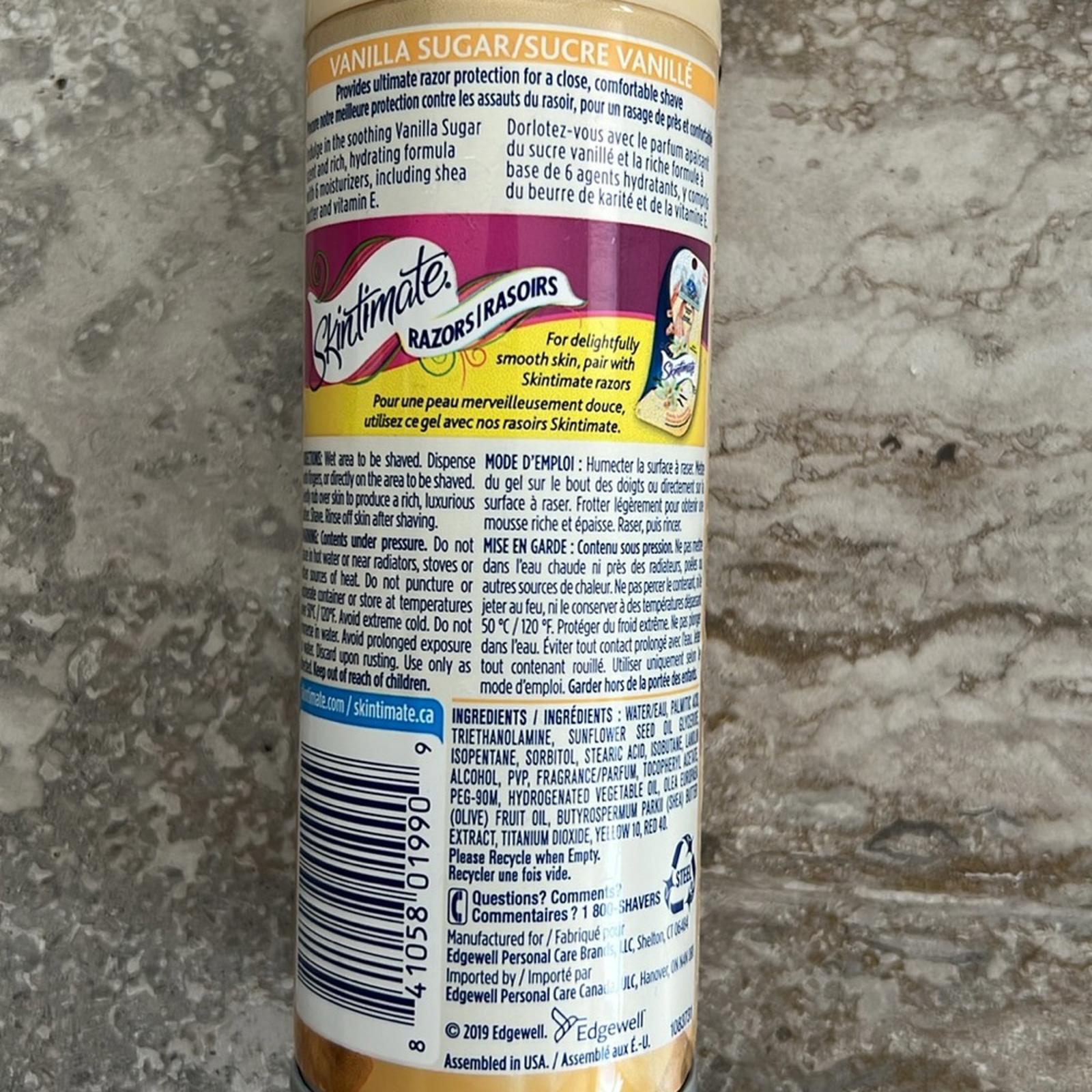 NEW Skintimate Moisturizing Shave Gel, Vanilla Sugar Scent w/Shea Butter & Vit E