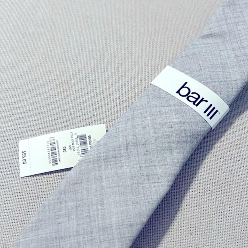 BAR III Vovou Solid Neck Tie in Grey, New w/Tag