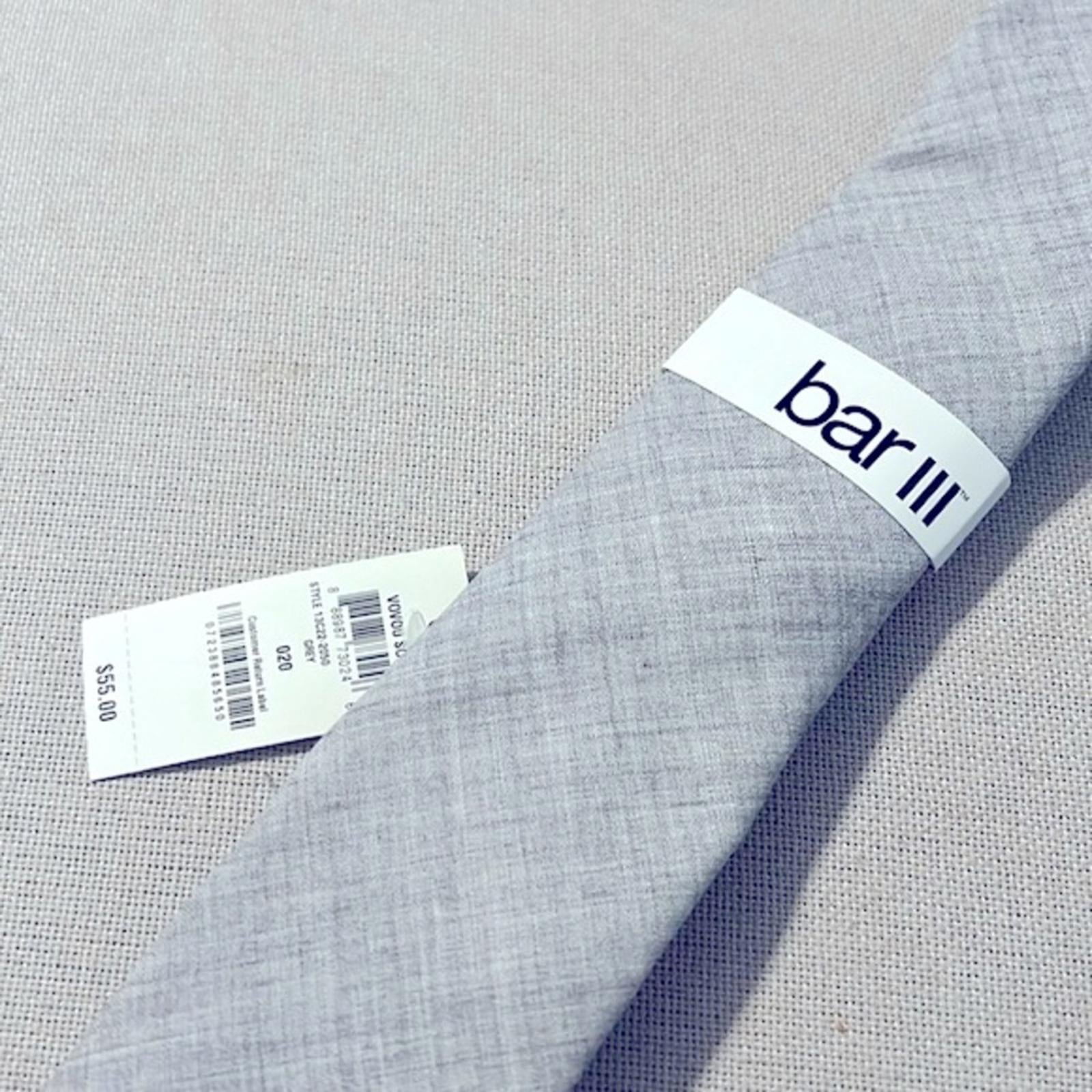 BAR III Vovou Solid Neck Tie in Grey, New w/Tag