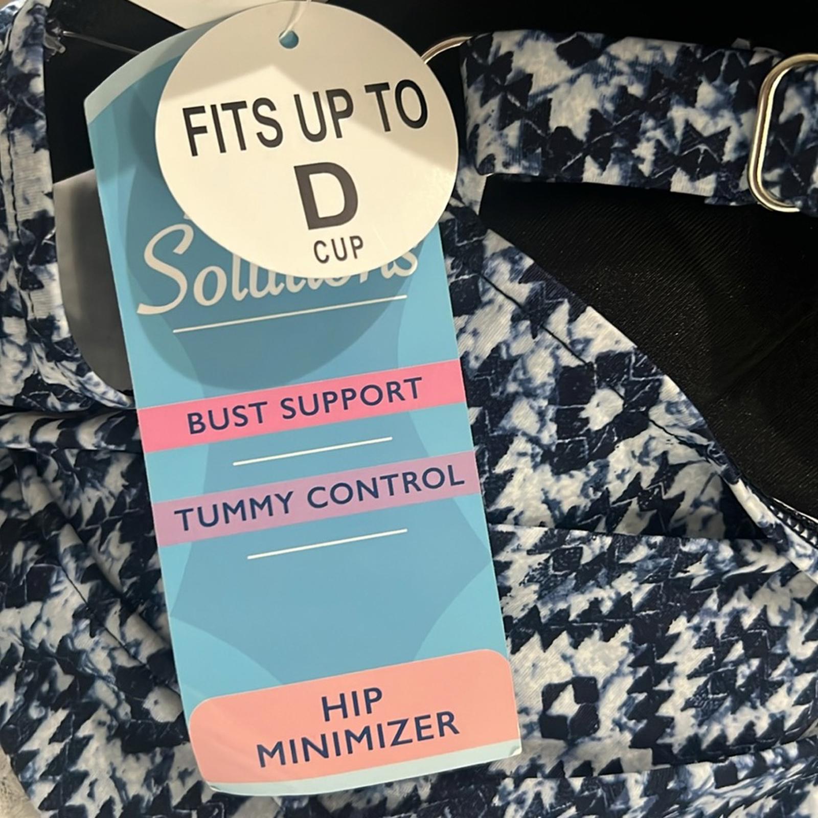 Swim Solutions Tile Island Navy Triple-Tier Fauxkini One-Piece Swimsuit, 22W NWT