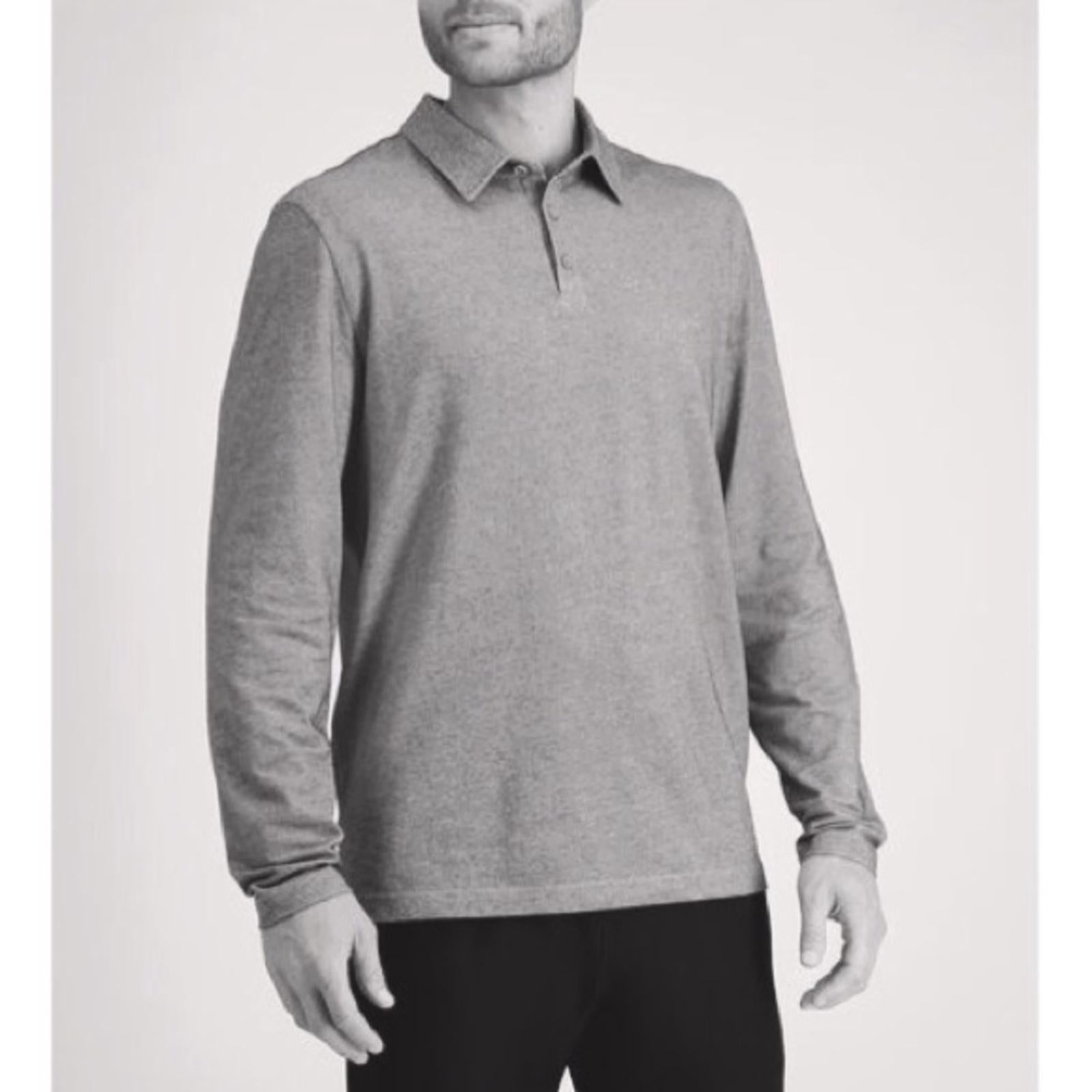 Haggar Polo Long Sleeve Shirt in Grey Heather, Big & Tall Size 4X New w/Tag