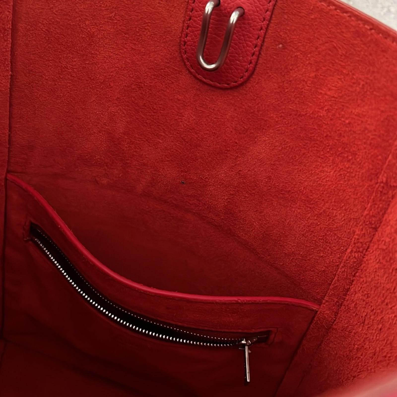 Celine Sangle Small Bucket Bag in Small Grain Calfskin in Red, Like NEW