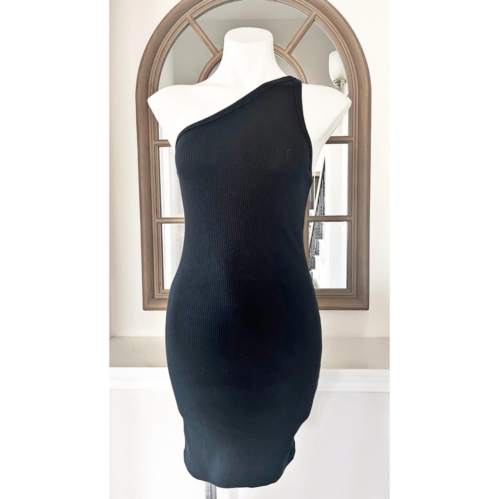 Cloth by Design One Shoulder Bodycon Ribbed Dress in Black, Size XS NEW w/Tag