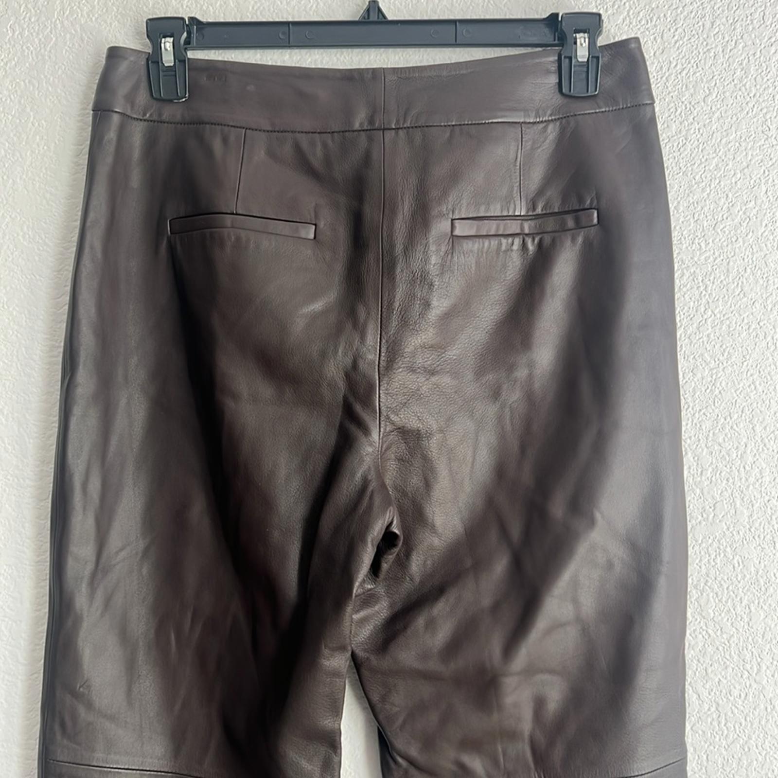 Vince Leather Flare Pants in Brown, NWT, Size 10