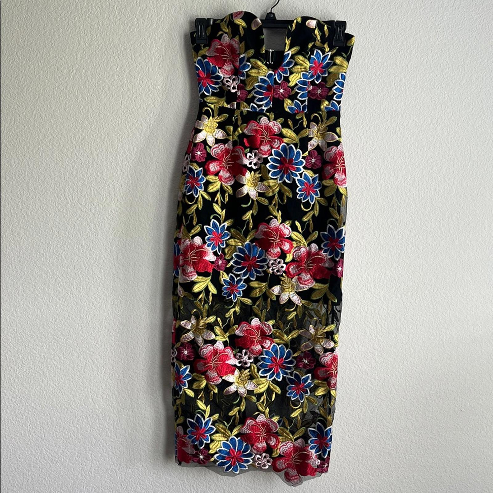 Milly Strapless Artem Spanish Garden Embroidery Midi Dress, Size 6, NEW