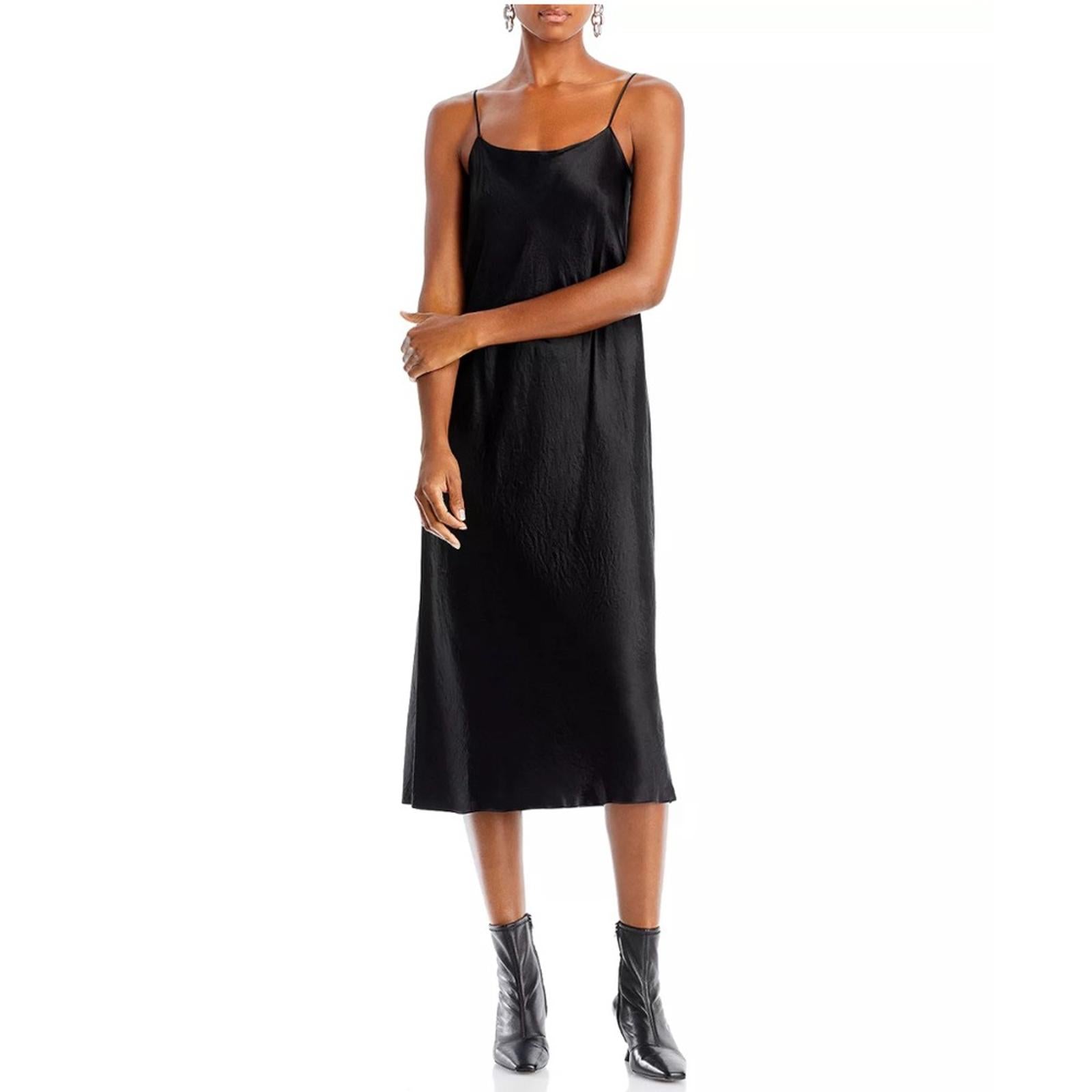 VINCE Satin Slip Dress in Black, Size S New w/Tag Retail $325