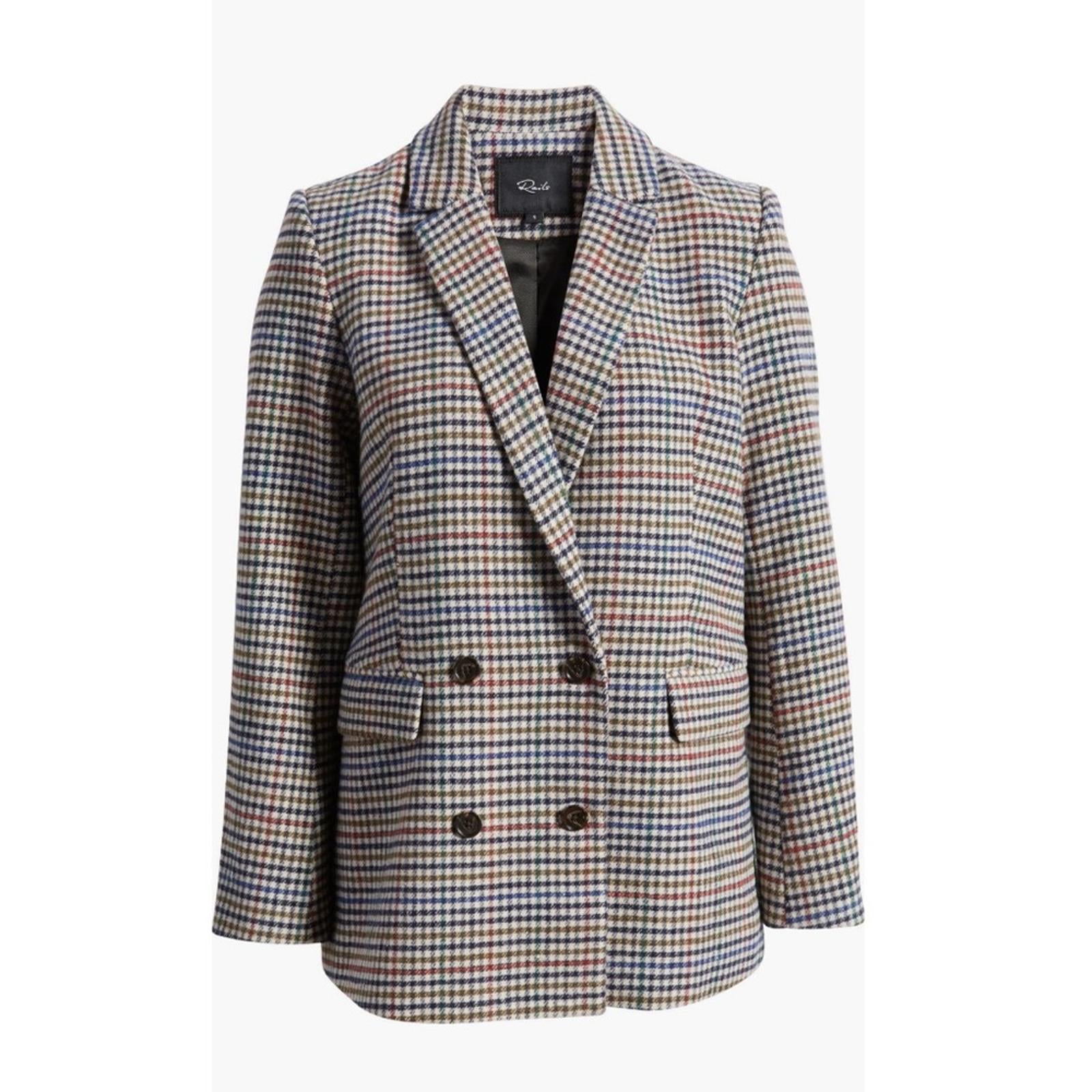 Rails Jac Double Breasted Blazer, Houndstooth Cardinal Pine Size M New w/Tag