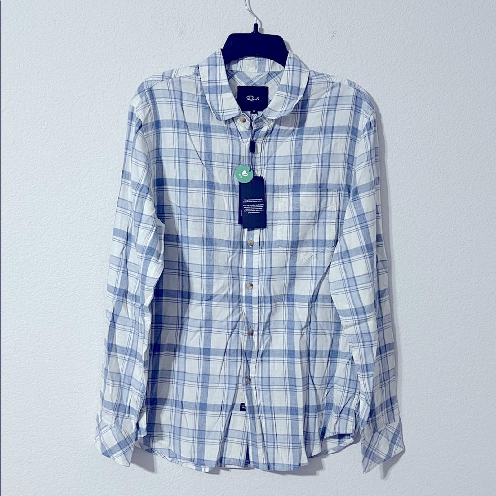 Rails Wyatt Plaid Shirt in White Denim Heather, Size M NEW w/Tag $148
