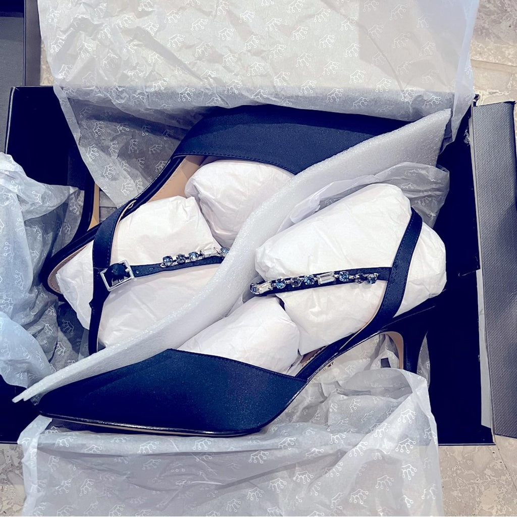NEW Nina Tucker Crystal Dress Pump, New Navy Luster Satin Size 10M (New in Box)
