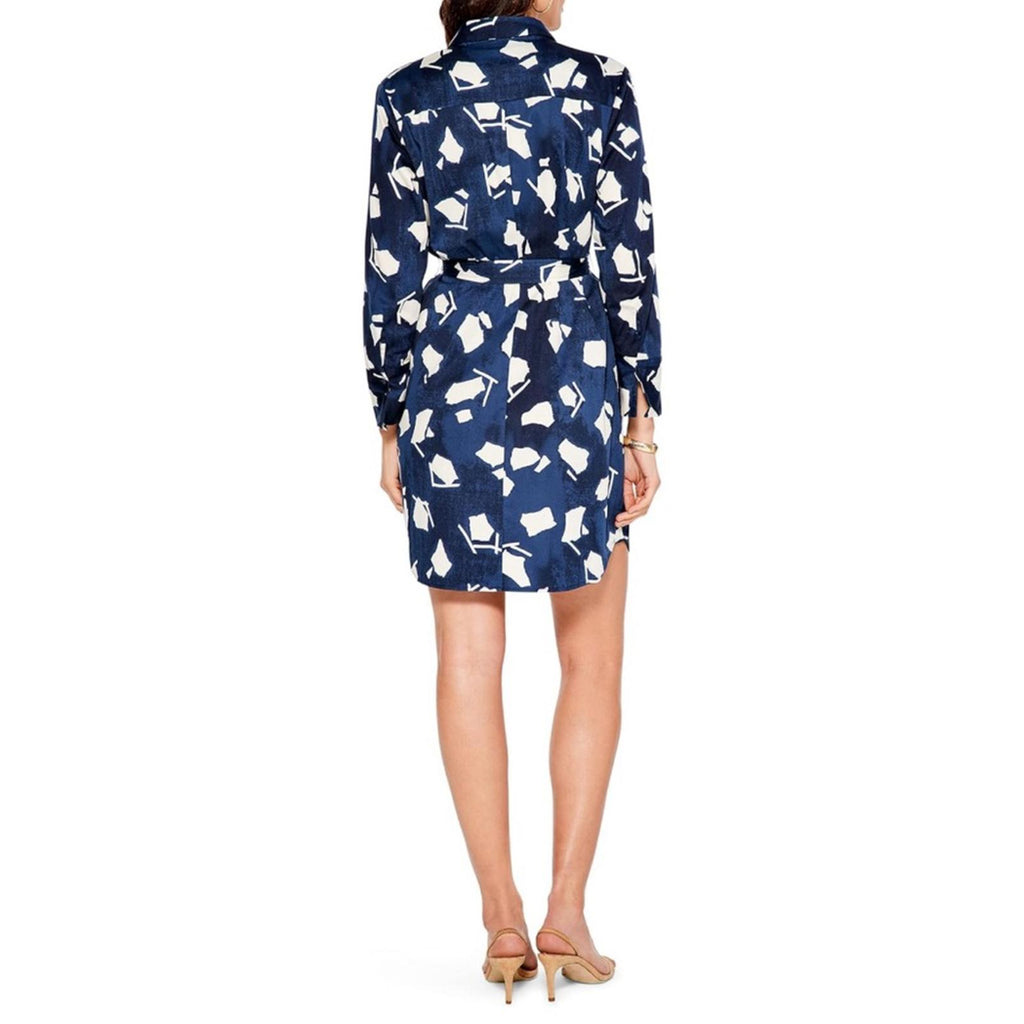 NIC+ZOE Collared Mosaic Blues Mini Dress in Indigo Multi Size L New w/Tag $218
