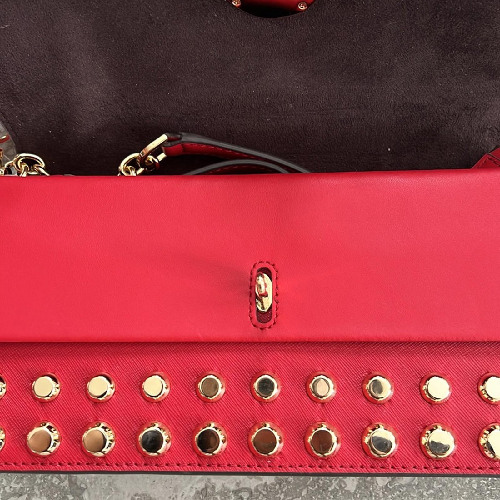 Michael Kors Studded Leather Convertible Shoulder Bag, Red NWT Retail $498